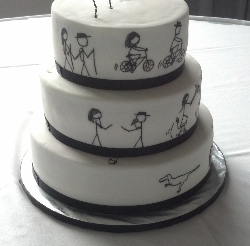 stick figure themed cakes